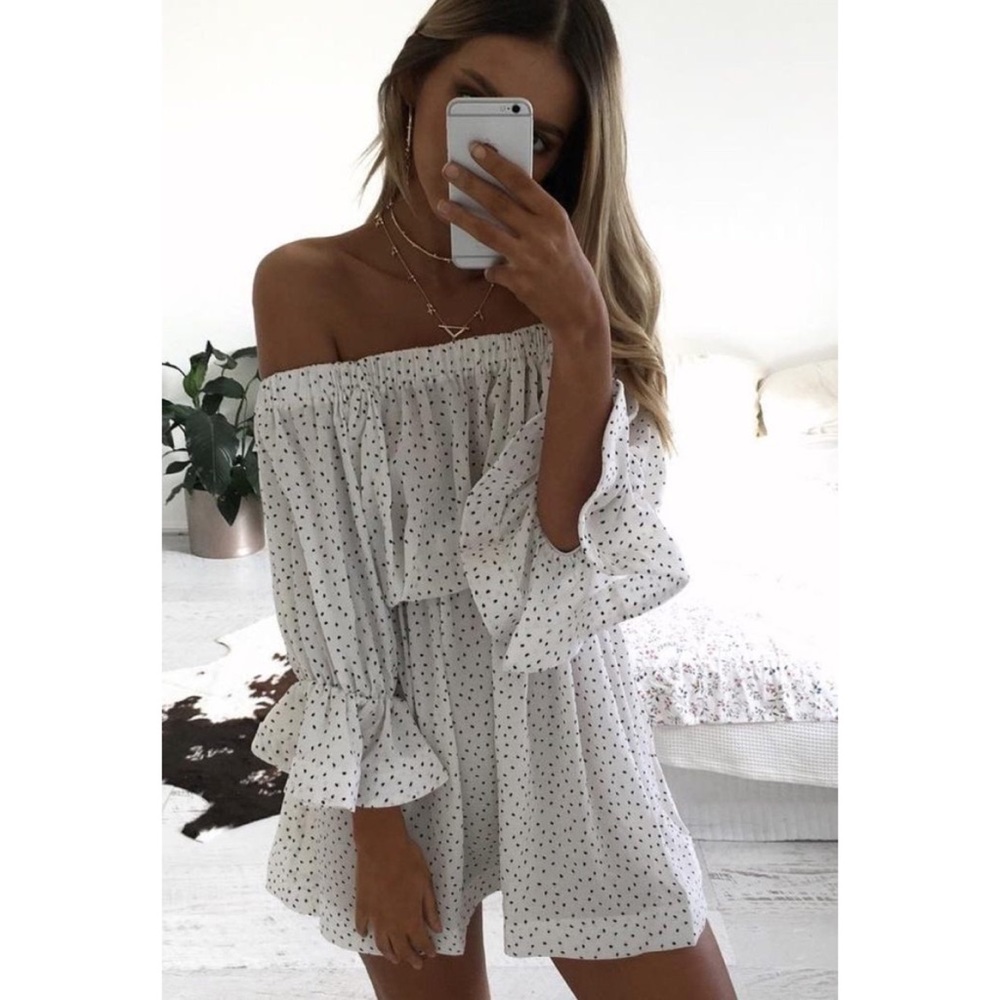 Toby Heart Ginger White Polka Dot Dress